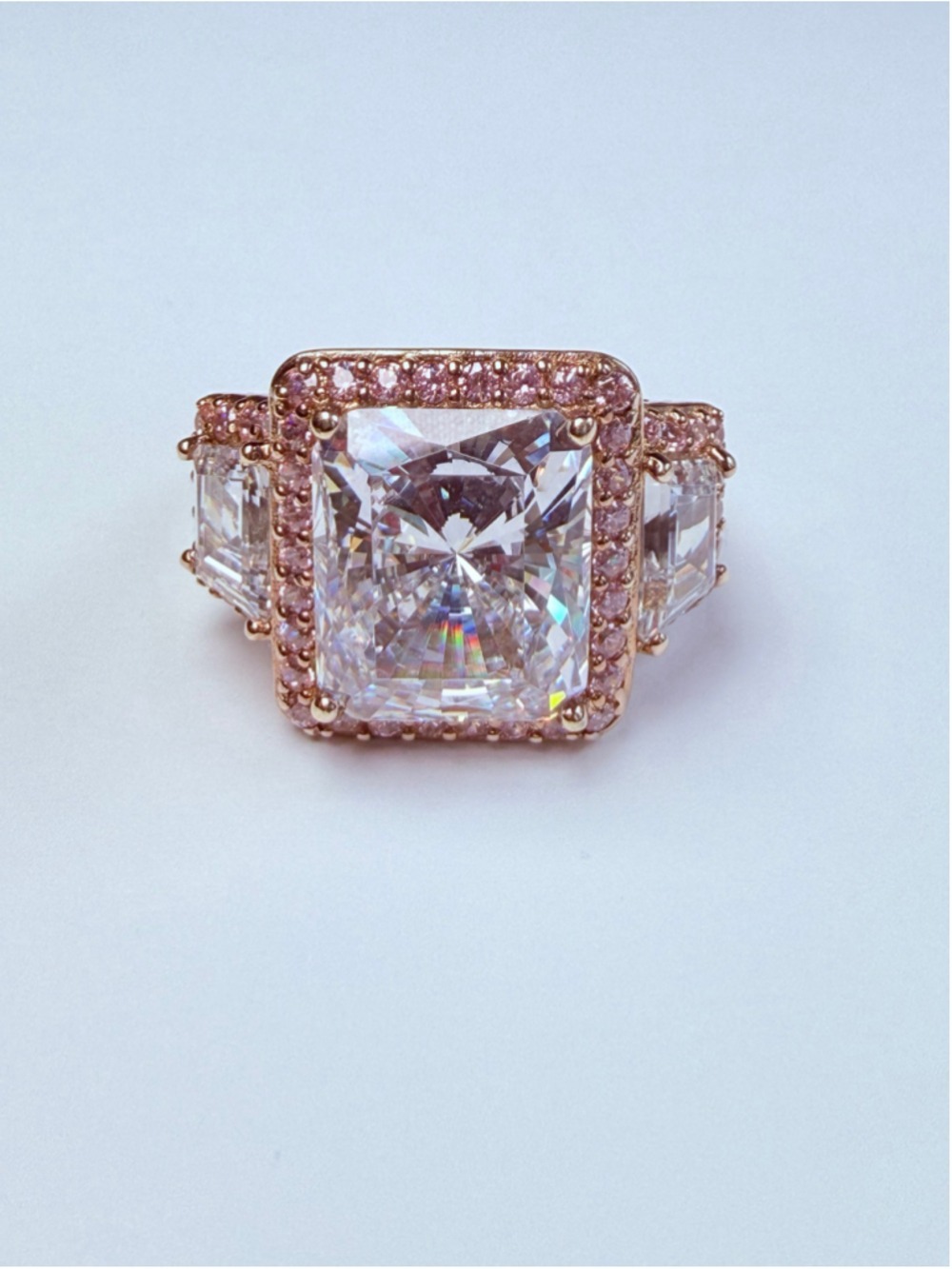 Jean Dousset Absolute 11 CT Cubic Zirconia 925 Sterling Silver Cocktail Ring